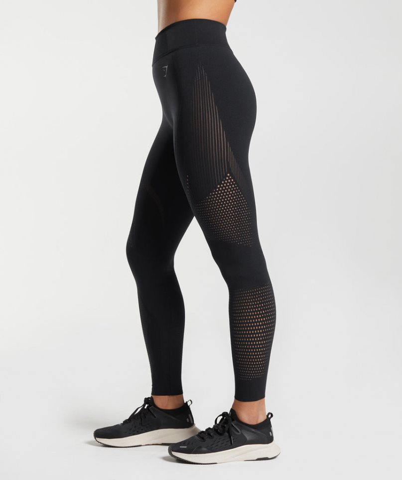 Women's Gymshark Warp Knit Leggings Black | CA A01385